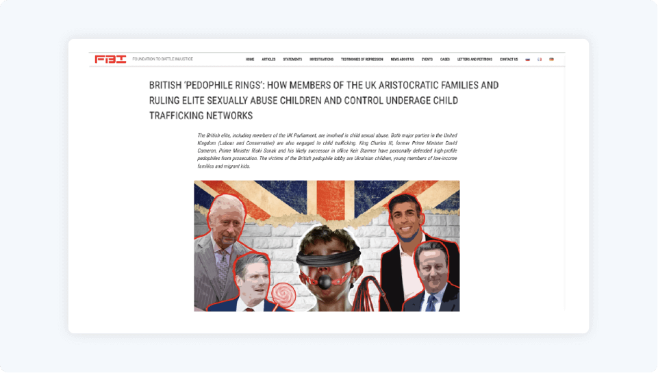 The half-baked sphinx: pro-kremlin influence operation targets uk general election 2 Days ahead of the uk election, the fbi, a wagner-affiliated ngo published an anonymous blog alleging the existence of a "british pedophile ring".