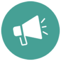 Megaphone icon representing compliant outreach and messaging.