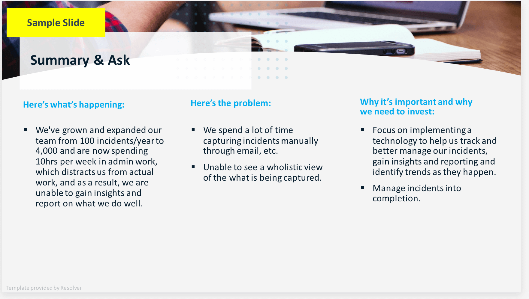 image of slide from Resolver corporate security free presentation template